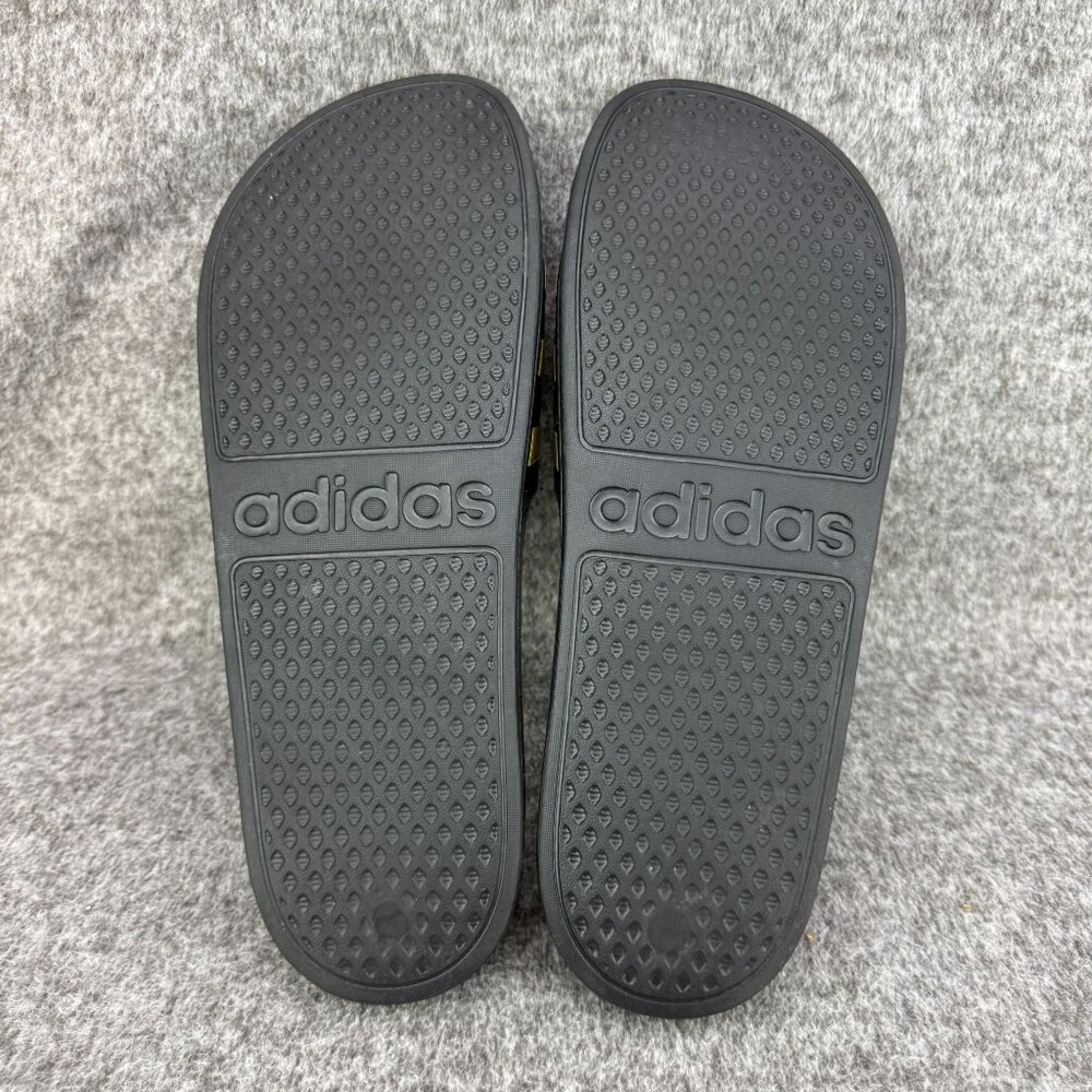 ✅Mens 14 Adidas Adilette Comfort Slides Sandals Lightweight Black/Gold 3-Stripe - Picture 4 of 13